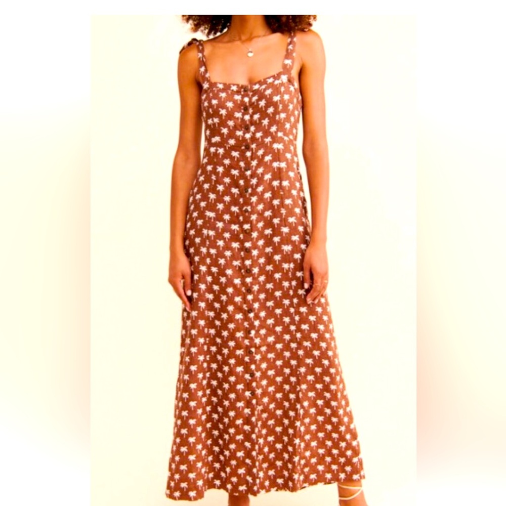 Faherty Kendall  Linen Palm Tree Dress size L